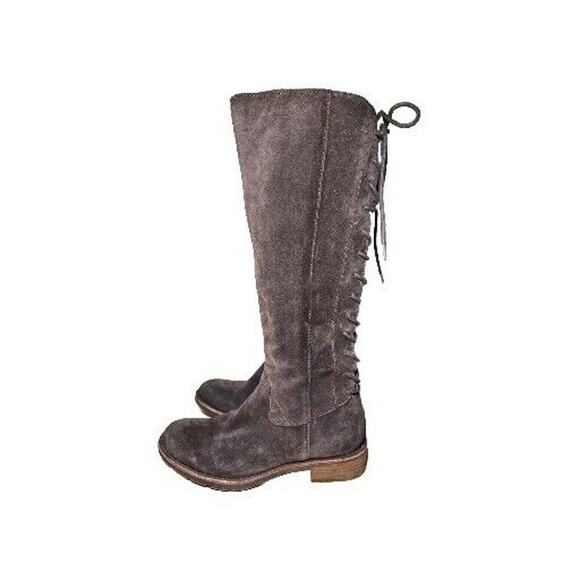 Aqua Sofft Sharnell Brown Suede Knee High Boots Lace Up Zip Water Resist. Sz 7M - Picture 2 of 8